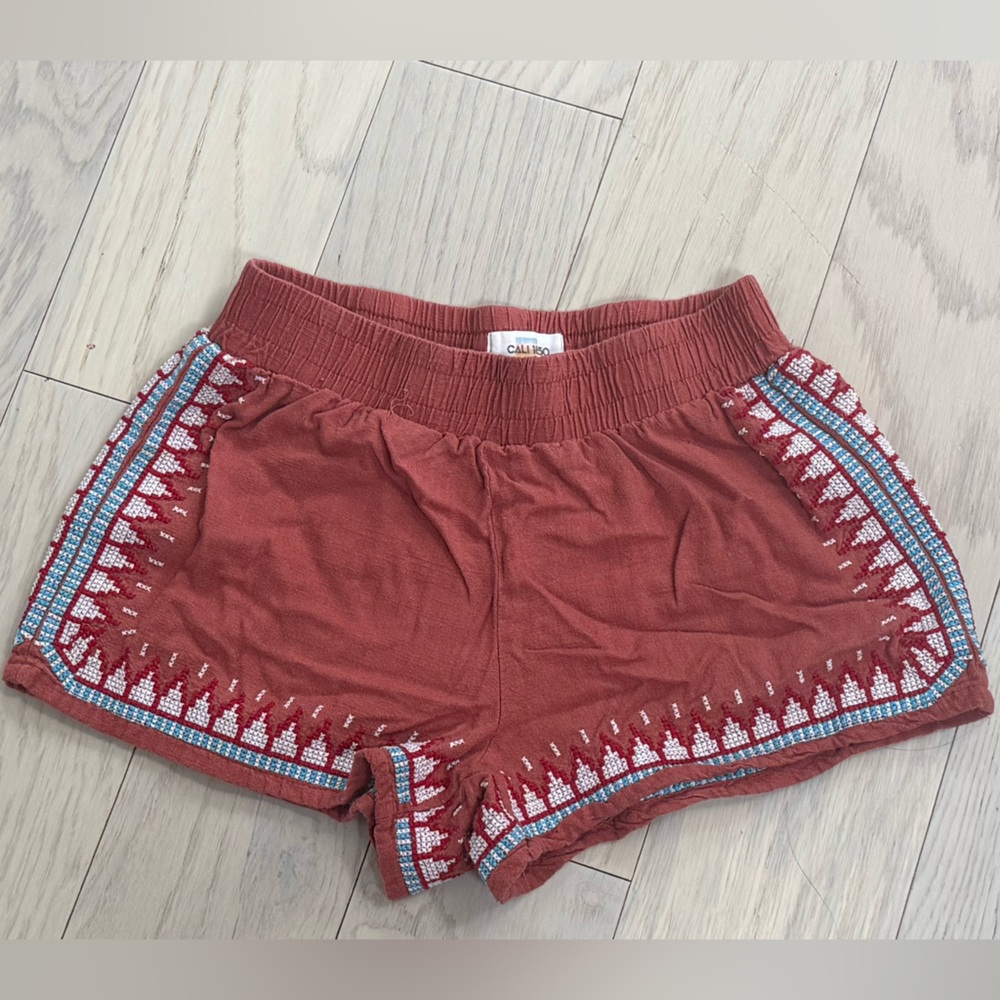 Cali 1850 Los Angeles Terracotta Embroidered Crop Top - XS